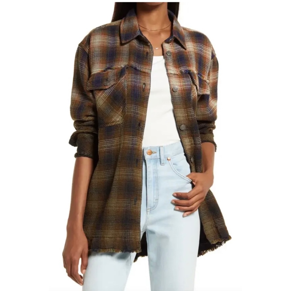 Free People Amelia Plaid Shirt Jacket